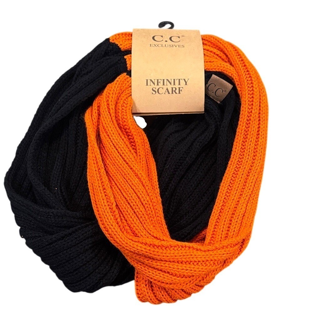 C.C Exclusives Black and Orange Infinity Scarf New